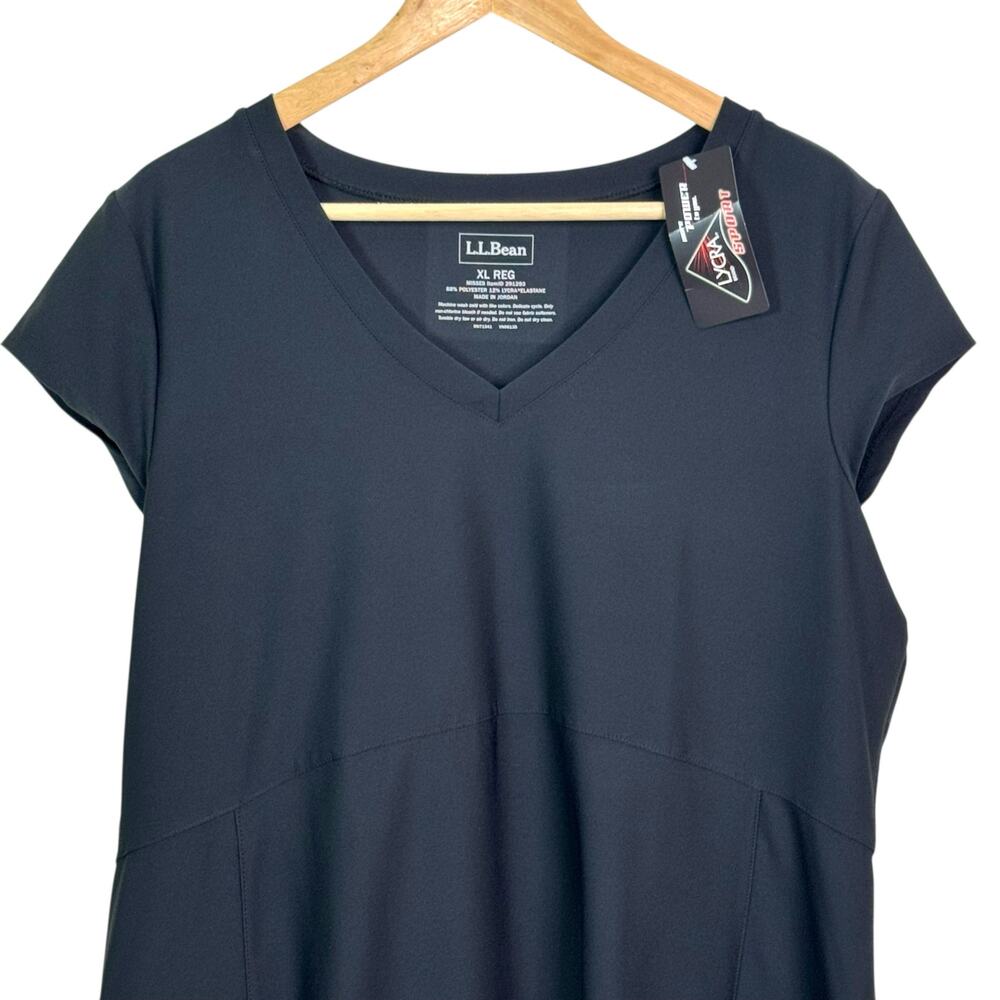 LL Bean Size XL Sport Fitness V-Neck Dress with Zippered Pocket and Cap Sleeves - Picture 2 of 8
